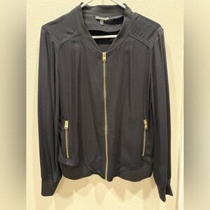 Express Black Bomber Jacket with Gold Zippers
